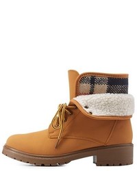Charlotte Russe Bamboo Flannel Lace Up Booties