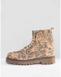 Park Lane Chunky Sole Lace Up Leopard Boot