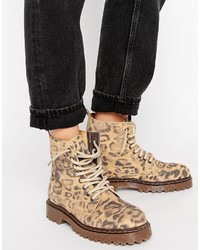 Park Lane Chunky Sole Lace Up Leopard Boot