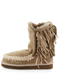 Mou Eskimo Fringe Suede Boot Light Tan