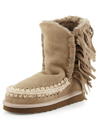 Mou Eskimo Fringe Suede Boot Light Tan