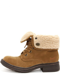 Blowfish Farina Earth Fawn Brown Suede Lace Up Boots