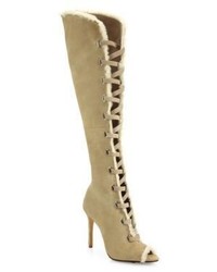 Schutz Grazianna Suede Shearling Lace Up Boots