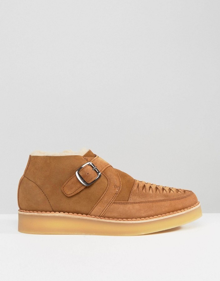 Diesel Khiris Suede Shearling Look Wedge Creeper Boots, $161 | Asos ...