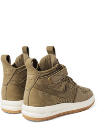 Nike Lunar Force 1 Workboot Suede And Flyknit High Top Sneakers