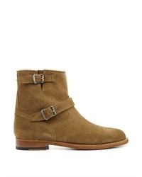 Saint Laurent Shearling Lined Suede Ankle Boots