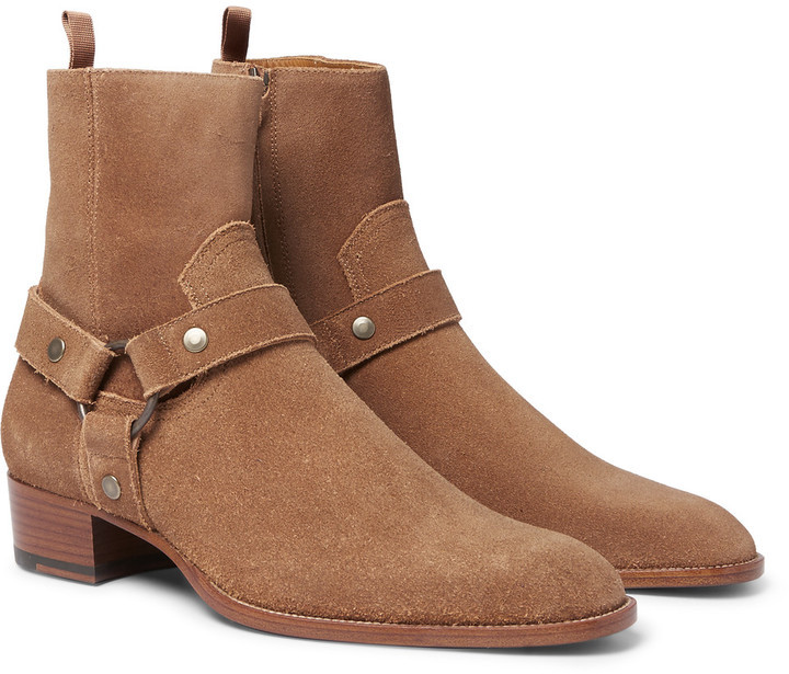 mens suede harness boots