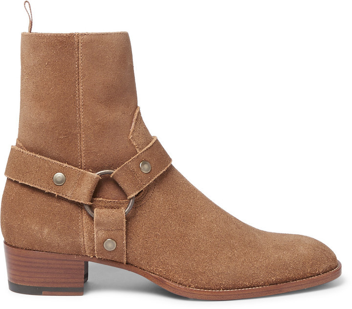 harness boots suede