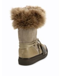 Brunello Cucinelli Suede Shearling Brogue Moon Boots