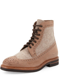 Brunello Cucinelli Suede Felt Lace Up Hiking Boot