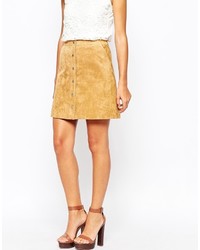 Warehouse Suede Button Through A Line Skirt