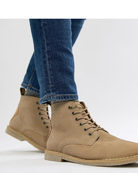 ASOS DESIGN Wide Fit Desert Boots In Stone Suede With Leather Detail