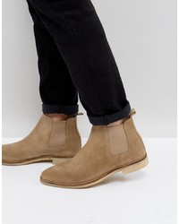 ASOS DESIGN Asos Chelsea Boots In Stone Suede With Sole