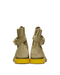 Off-White Beige Suede Jodhpur Boots