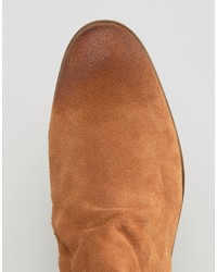 Asos Chelsea Boots With Fringing In Tan Suede