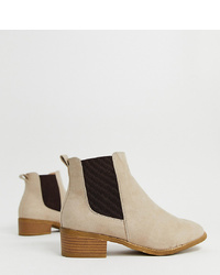 New Look Wide Fit Flat Chelsea Boot In Camel
