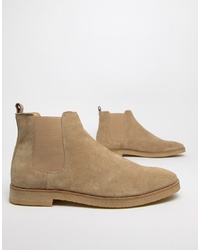 WALK LONDON Hornchurch Chelsea Boots In Stone Suede