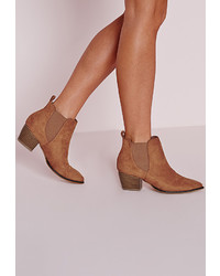 Missguided Pointed Toe Chelsea Boots Tan