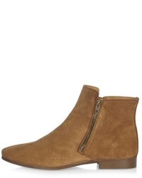 River Island Tan Suede Zipped Chelsea Boots