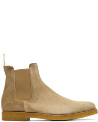 Common Projects Tan Waxed Suede Chelsea Boots