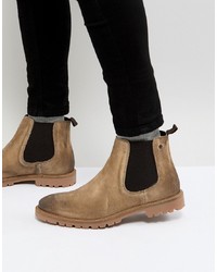Base London Turret Suede Chelsea Boots In Stone