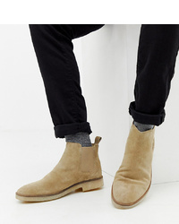 ASOS DESIGN Wide Fit Chelsea Boots In Stone Suede With Sole