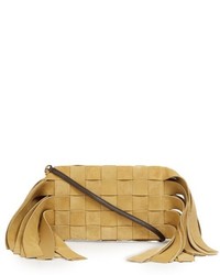Loewe Fringed And Woven Suede Clutch