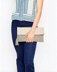 Asos Leather And Suede Foldover Clutch Bag