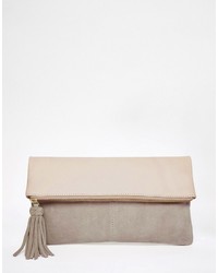 Asos Leather And Suede Foldover Clutch Bag