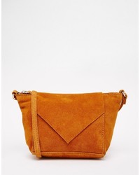 Asos Festival Suede Cross Body Bag With V Front