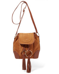 See by Chloe See By Chlo Polly Taseled Leather Trimmed Suede Shoulder Bag Tan