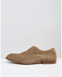 Asos Derby Shoes In Taupe Suede