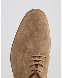 Asos Derby Shoes In Taupe Suede