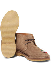 Gucci Appliqud Suede Desert Boots