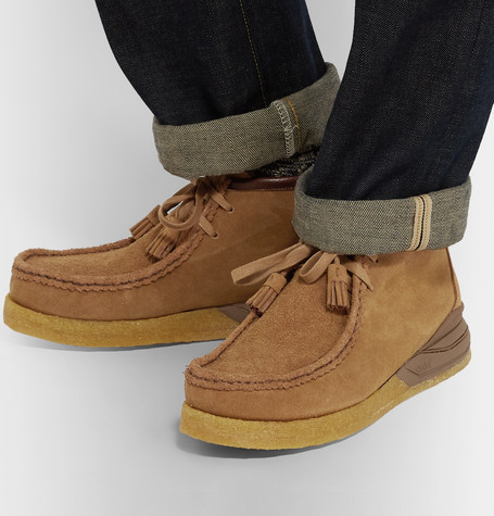 VISVIM Beuys Trekker Folk Leather Trimmed Suede Boots, $922 | MR