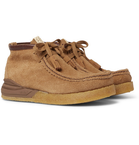 VISVIM Beuys Trekker Folk Leather Trimmed Suede Boots, $854 | MR