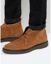 Asos Chukka Boots With Wedge Sole In Tan Suede