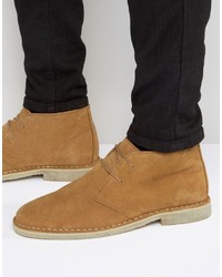 Asos Desert Boots In Tan Suede Wide Fit Available