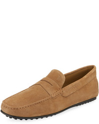 Tod's City Gommini Suede Penny Loafer Tan