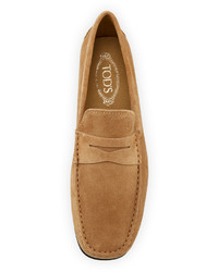 Tod's City Gommini Suede Penny Loafer Tan