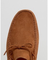 Asos Driving Shoes In Tan Suede With Tie Front