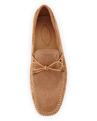 Tod's Perforated Suede Driver Tan