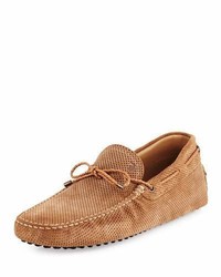 Tod's Perforated Suede Driver Tan