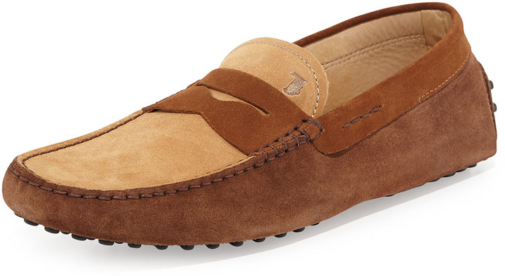 Tod's Two Tone Suede Penny Driver Tanlight Brown | Where to buy & how ...