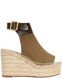 Chloé 105mm Suede Leather Espadrille Wedges