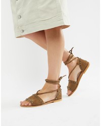 ASOS DESIGN Foster Suede Studded Two Part With Tie Leg