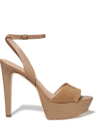 Halston Heritage Bobbie Leather And Suede Sandals