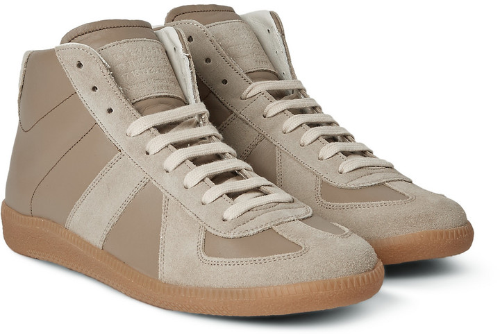 Maison Margiela Replica Panelled Leather And Suede High Top