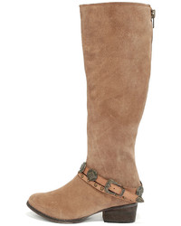 Coconuts Wichita Tan Suede Leather Knee High Boots