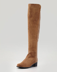 Stuart Weitzman Reserve Suede Stretch Back Over The Knee Boot Tan